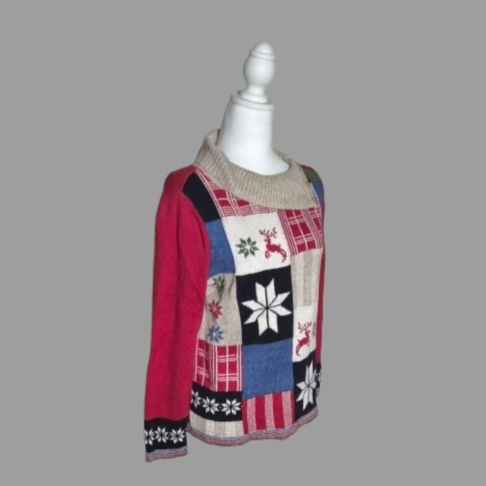 Source Unknown Multicolor Patchwork Turtleneck Sw… - image 6